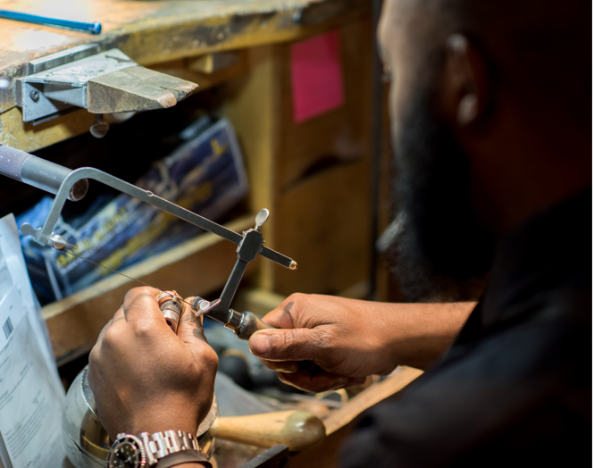 Steve Duncan working with tools on jewelry