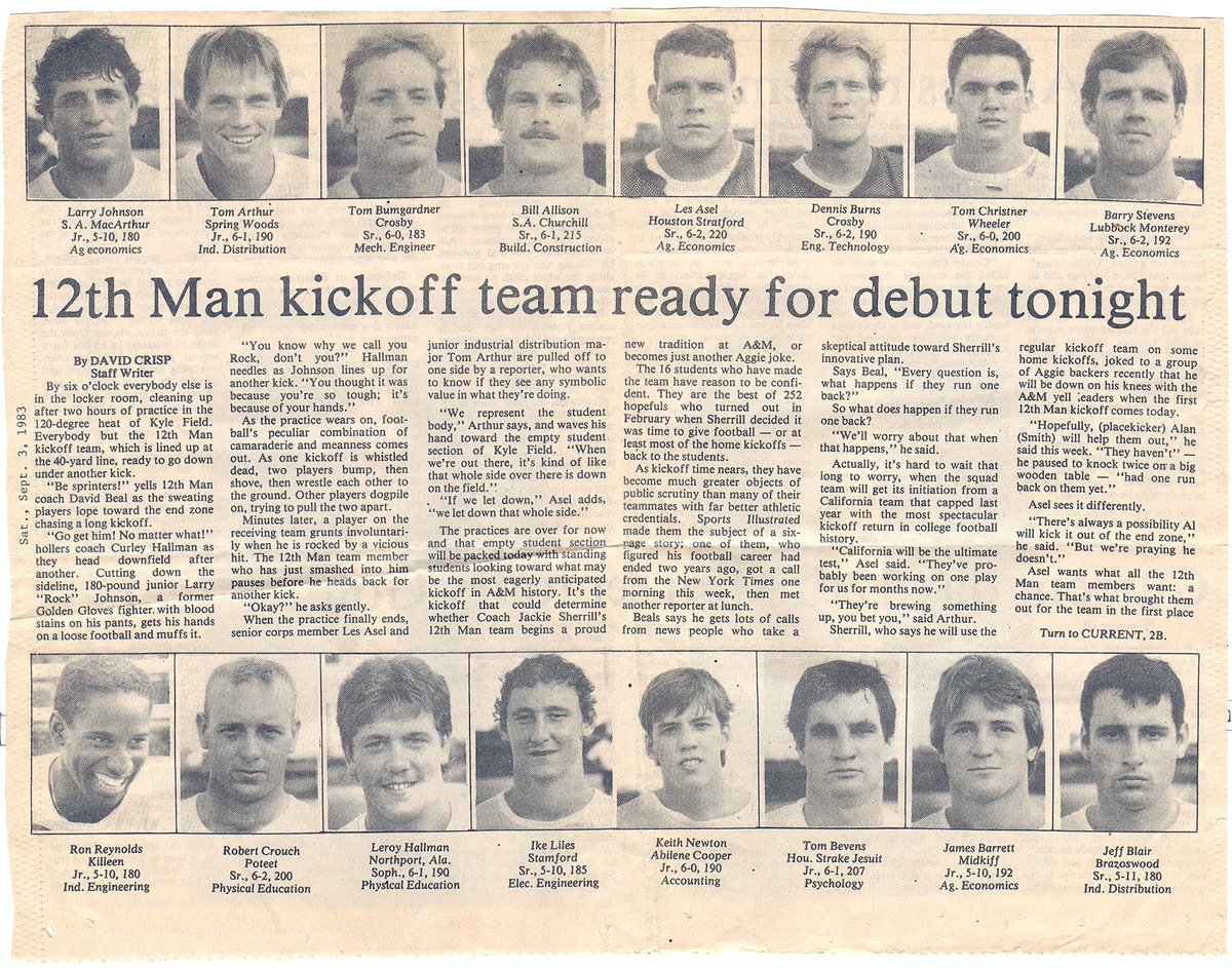 12th Man kickoff team debut article