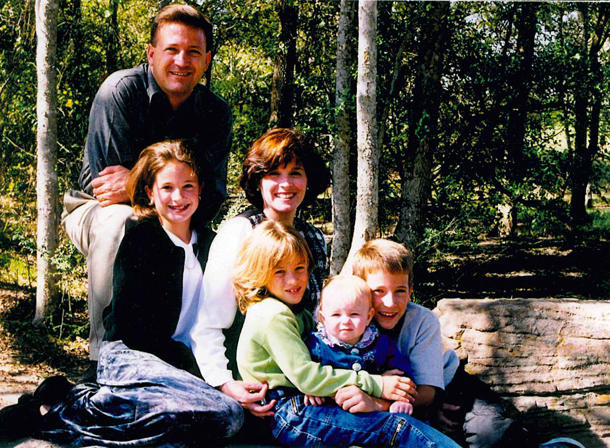 James and Carol Barrett with kids, family photo