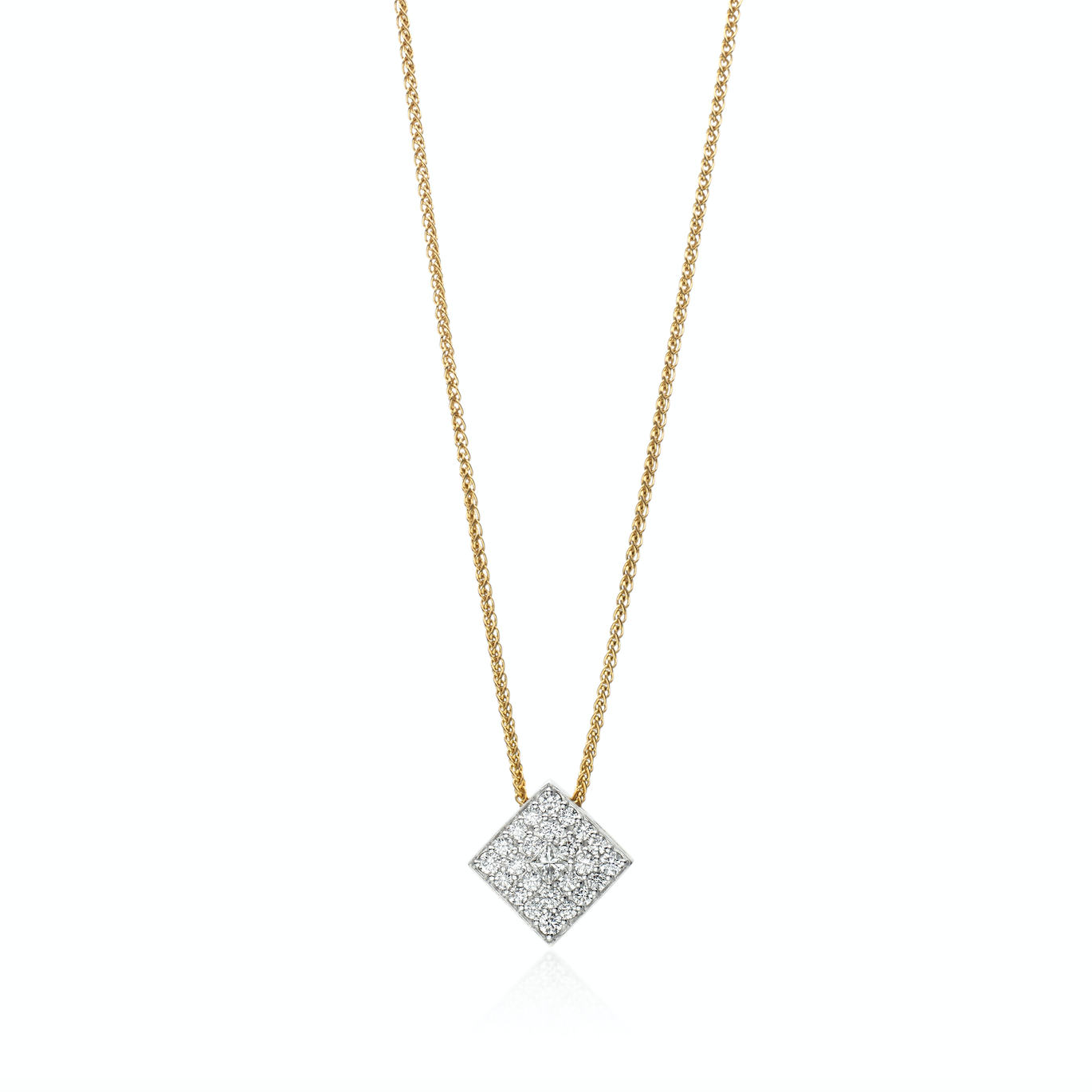 David gardner s princess cut double halo pendant 18k yellow gold