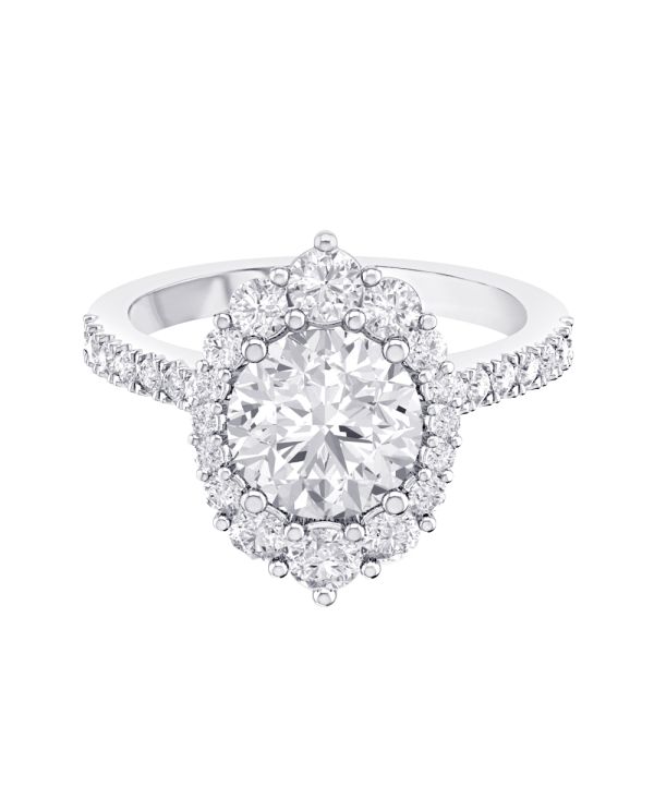 Graduated Halo Diamond Engagement Ring in 14k white gold