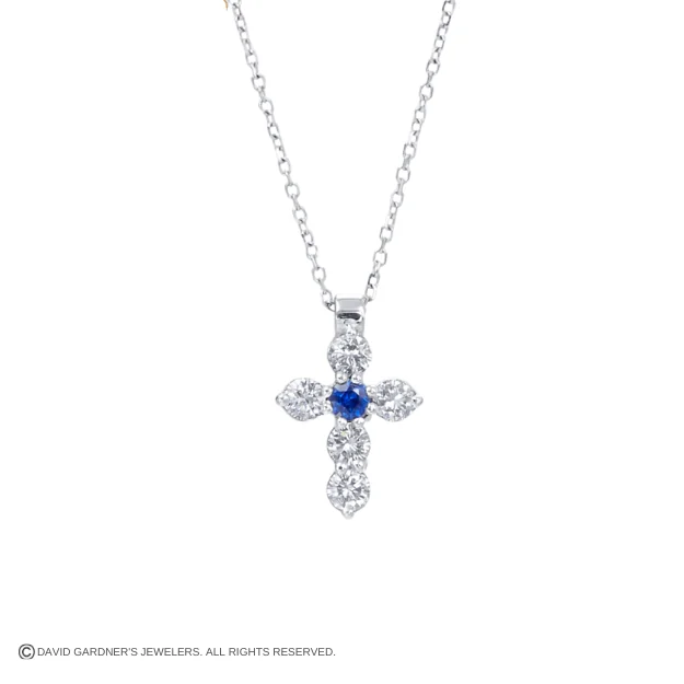 White sapphire on sale cross necklace