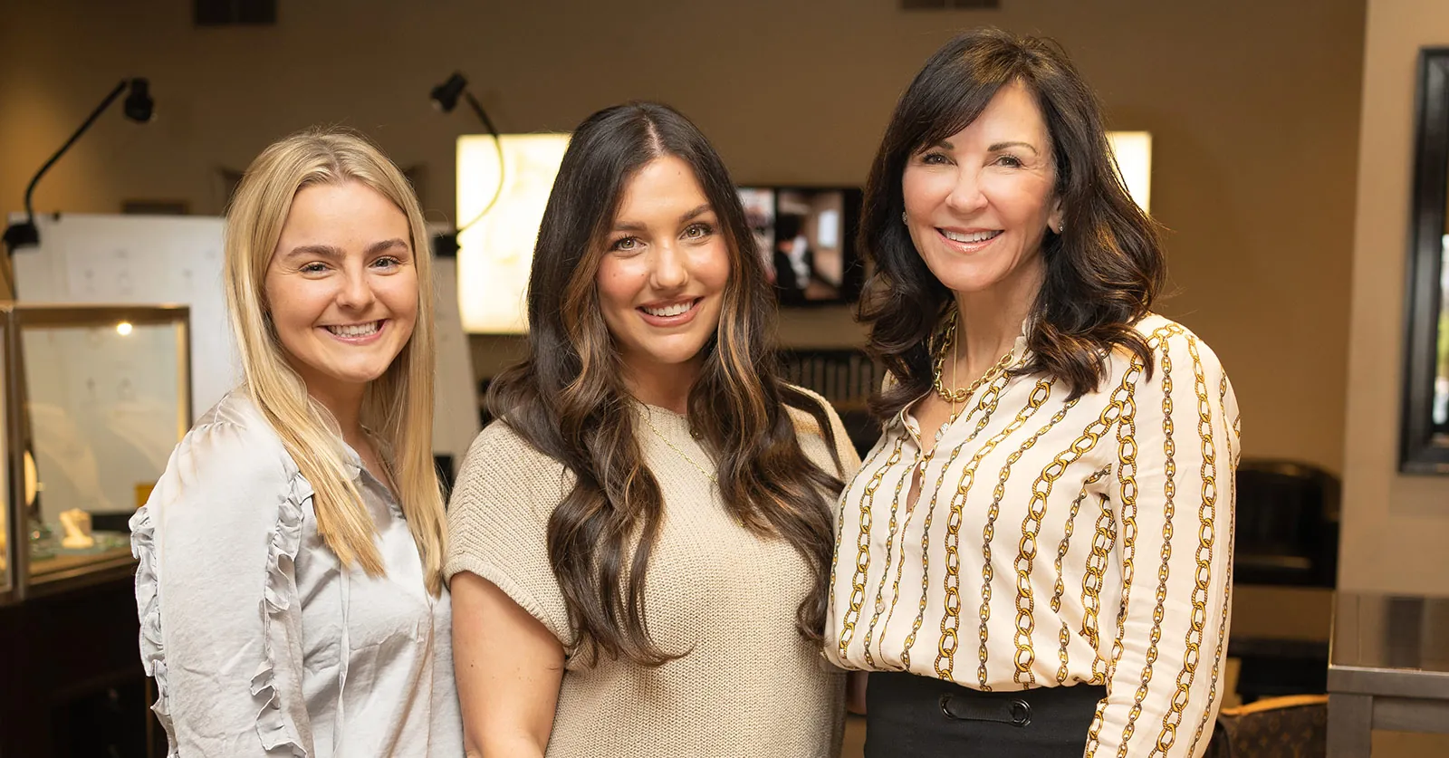 Owner Julia Gardner with Rachel Baumann looking at jewelry
