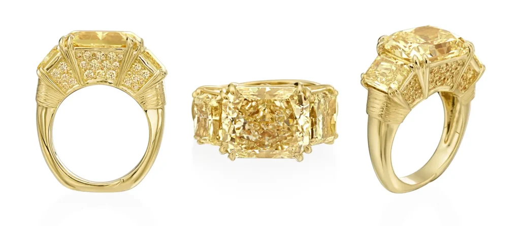 Gold ring shown from the side and front