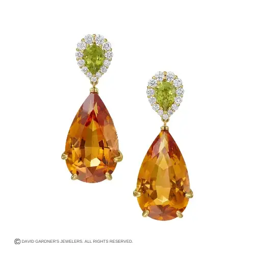 Peridot and Citrine Drop Earrings