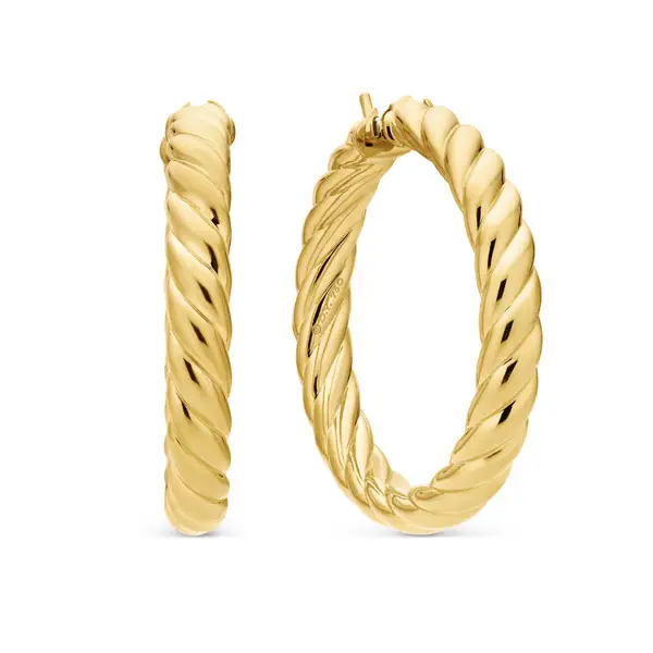 Sculpted Hoop Earrings in Gold by David Yurman
