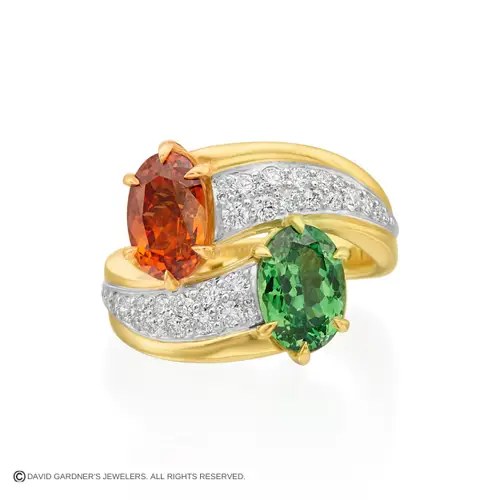 Orange and Green Stone Custom Ring