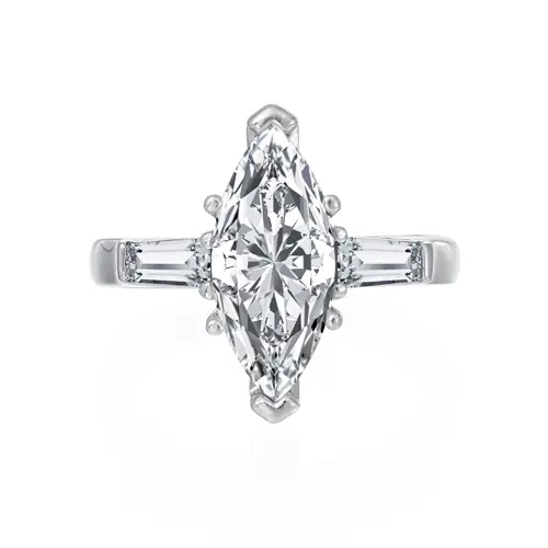 Marquise Cut White Gold Diamond Ring Custom Design by David Gardner's 