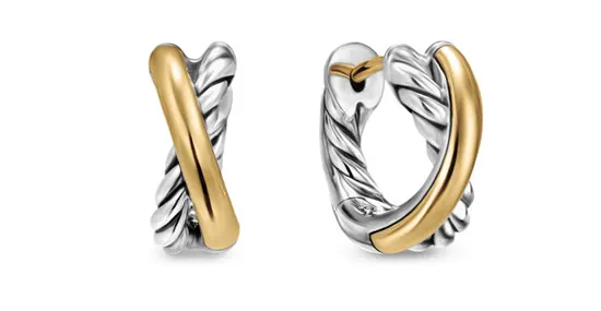 The Crossover® Collection
Crossover Huggie Hoop Earrings in Sterling Silver with 18K Yellow Gold, 12.4mm by David Yurman at David Gardner's