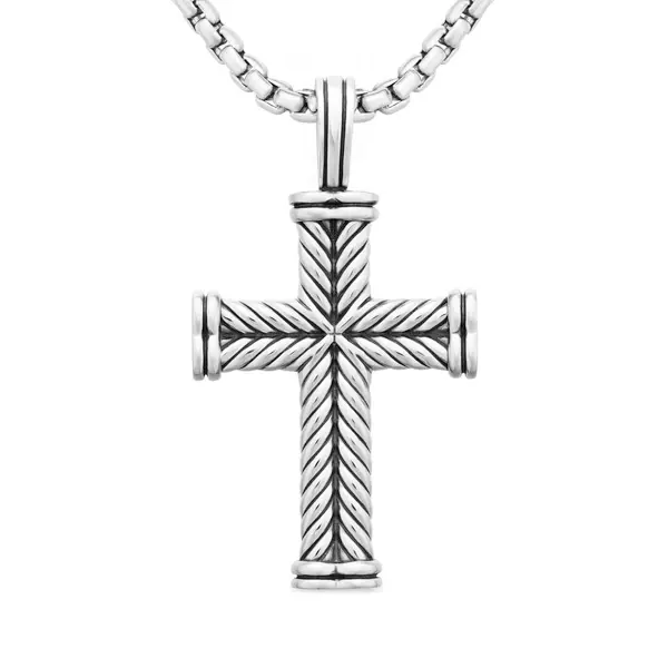 Chevron Cross Pendant in Sterling Silver, 33.5mm by David Yurman at David Gardner's