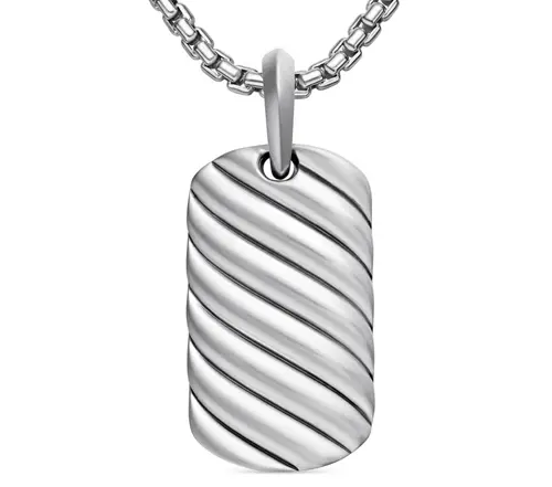 Sculpted Cable Tag in Sterling Silver, 27mm by David Yurman at David Gardner's
