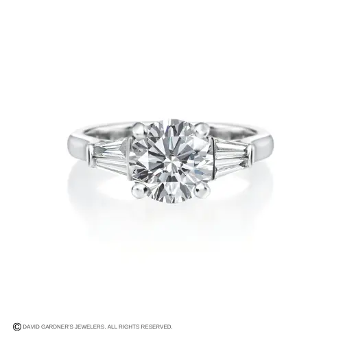 White Gold Diamond Ring Custom Design by David Gardner's with step cuts