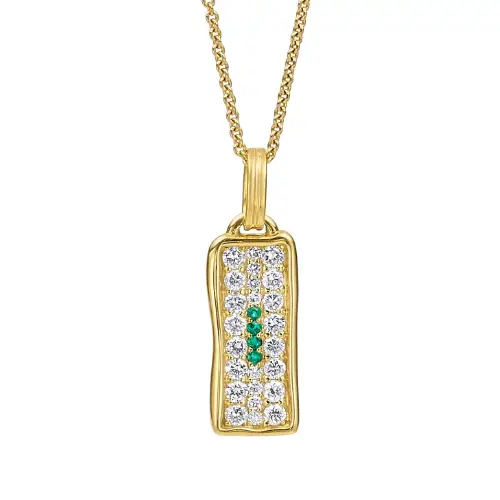 Pavé Diamond Dog Tag, Emerald
