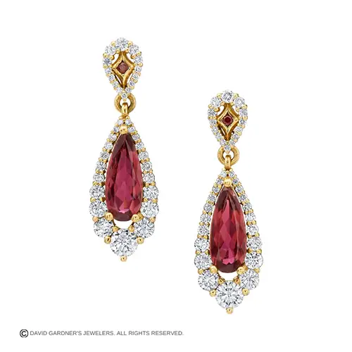Rubellite and Diamond earrings