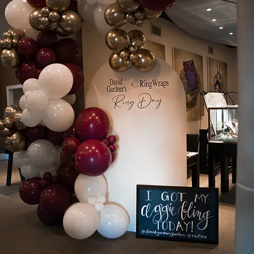 David Gardners' Ring Day store display with ballons